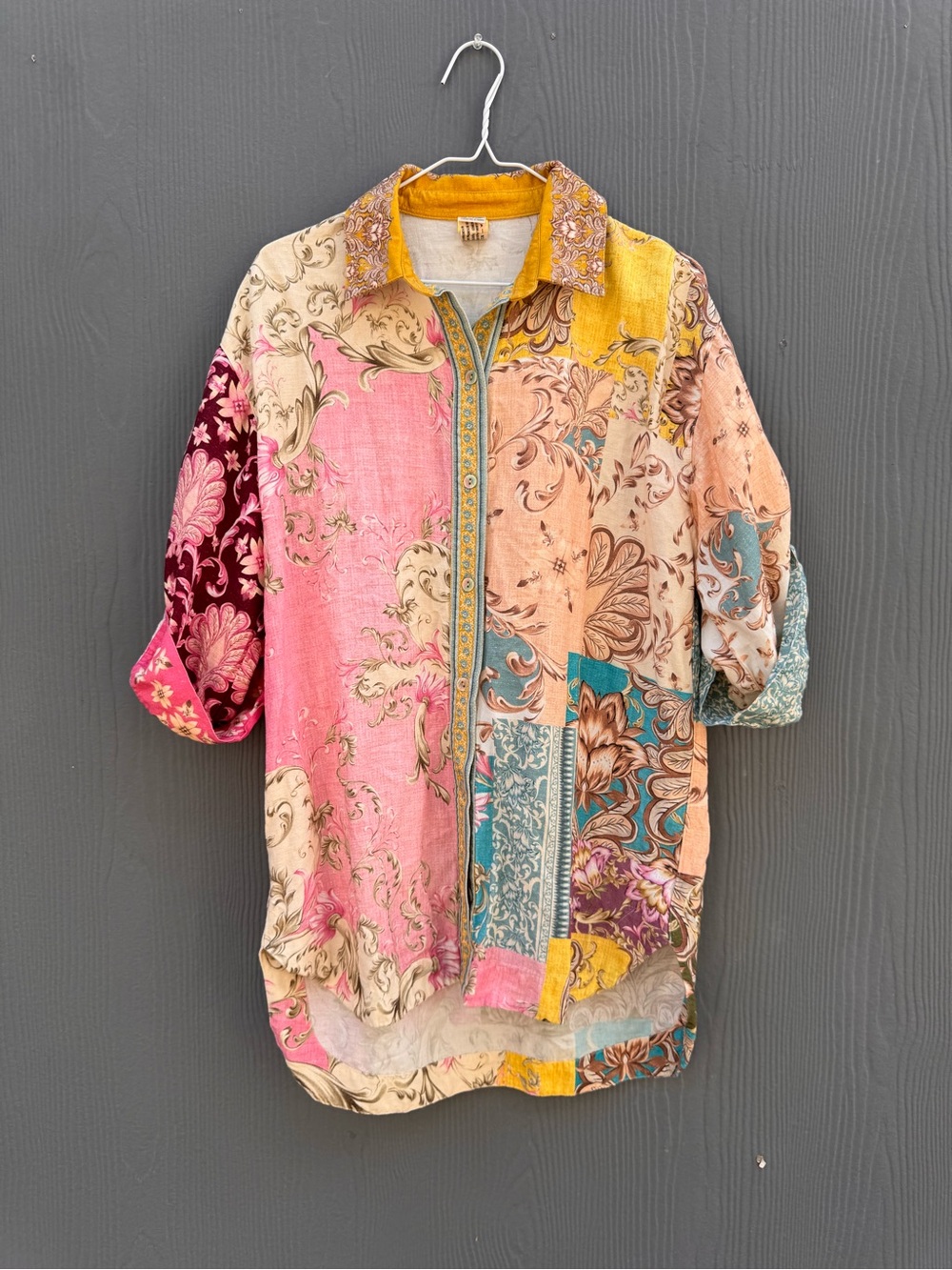 Agua Bandita brand Crissy Shirt in Pink Multicolor Discontinued Size SM